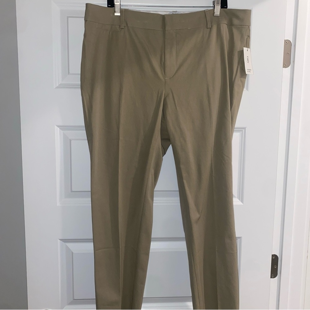 Crown & Ivy Women's Khaki Tan Trouser Pants perfect office or casual! Sz 16 NWT